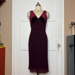 Burgundy floral midi dress